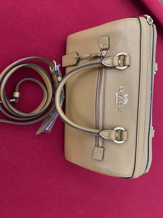 Coach Tan Pebble Leather Satchel with Gold Hardware - Picture 2 of 7